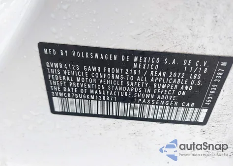 2019 Volkswagen Jetta 1.4T R-Line/1.4T S/1.4T Se z USA, uszkodzony, nr VIN 3VWCB7BU6KM128871